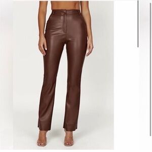 Meshki Tyra Brown Leather Women's Pants XXL